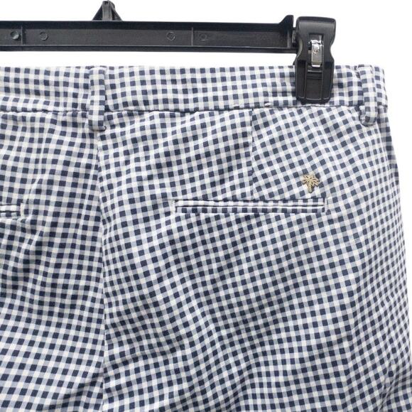 Brax Maron Blue Gingham Frayed Hem Stretch Cotton Pants Women's 36 US 16 - Picture 2 of 7